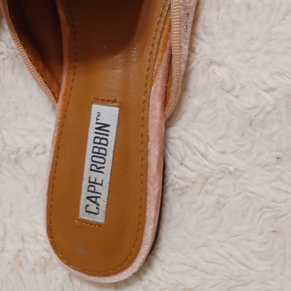 CAPE ROBBIN Pointed Toe Mule Flats, Pink Velvet, Floral Embroidery - Picture 3 of 14